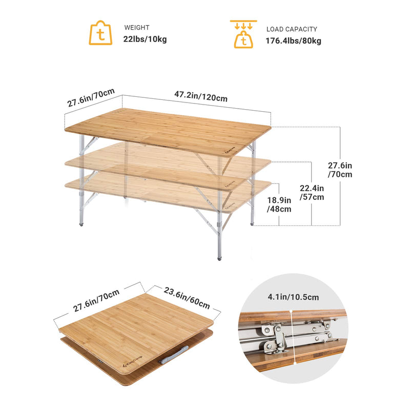 Load image into Gallery viewer, KingCamp 2-Folded Bamboo Table
