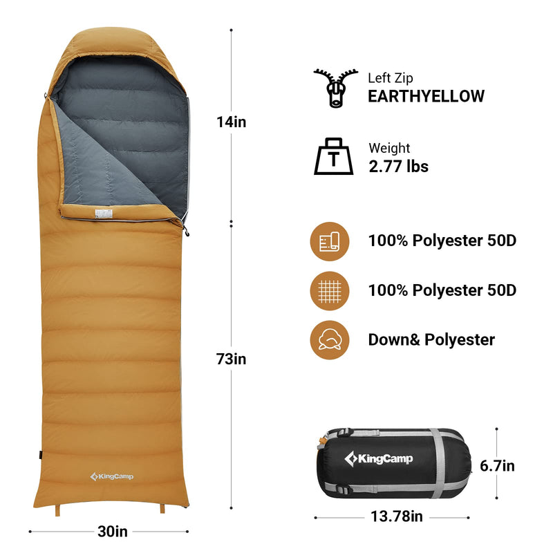 Load image into Gallery viewer, KingCamp Lightweight Down Sleeping Bag-Envelope With Mummy Hood Wide and Large
