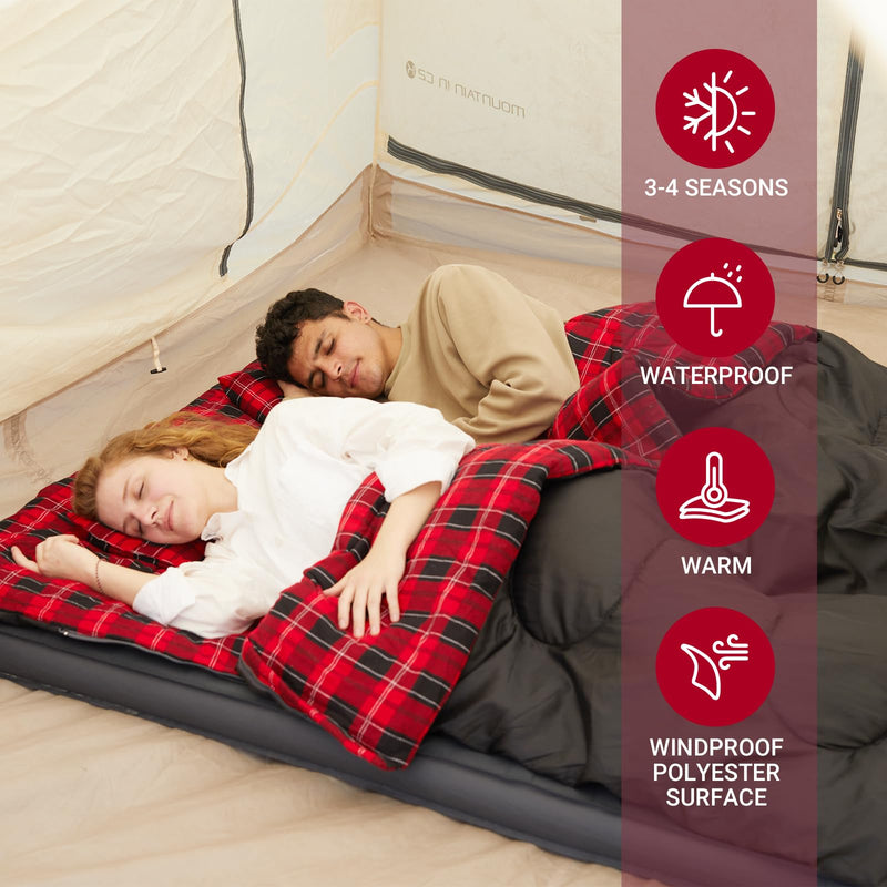Load image into Gallery viewer, KingCamp Queen Size Double Sleeping Bag&nbsp;– the ultimate&nbsp;2-person sleeping bag&nbsp;designed for couples, families
