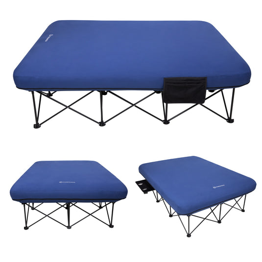 FUNDANGO CloudPio D2 Queen Camping Cot with Detachable Air Mattress | 2-Person Oversized Folding Double Bed, 700lb Capacity Portable Outdoor Cot
