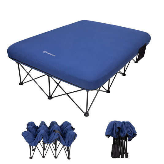 FUNDANGO CloudPio D2 Queen Camping Cot with Detachable Air Mattress | 2-Person Oversized Folding Double Bed, 700lb Capacity Portable Outdoor Cot