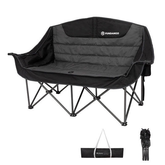 FUNDANGO Horizon Bliss P2 Double Folding Camping Loveseat | 2-Person Padded Outdoor Couch with Cup Holders Heavy Duty 880lb Capacity
