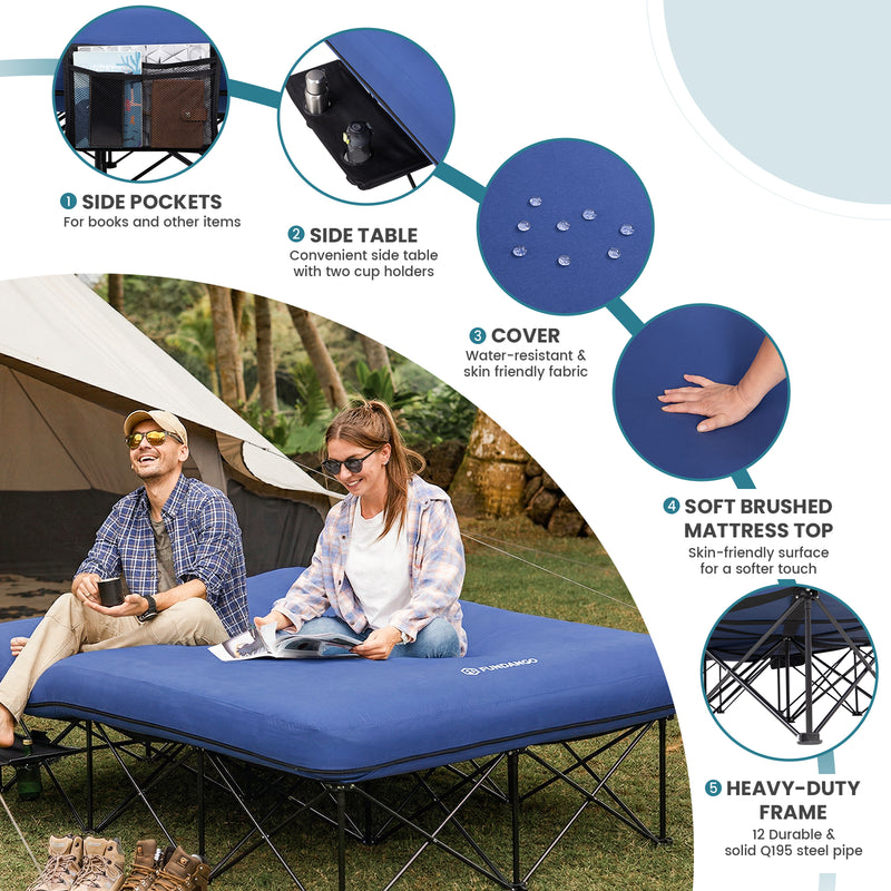 Load image into Gallery viewer, FUNDANGO 2-1 Air Mattress with Frame Waterproof and skin friendly fabric
