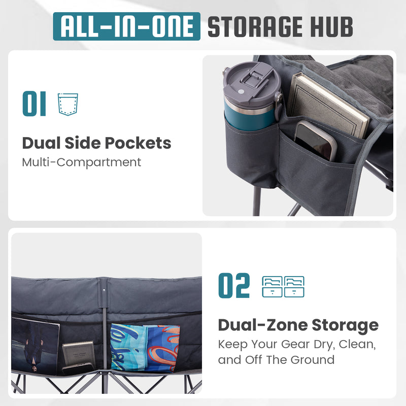 Load image into Gallery viewer, FUNDANGO Aurora Luxia P2 Double Camping Chair | Oversized Loveseat for Two with 450g Ultra-Thick Padding, Cup Holders &amp; Mesh Pocket, 880lb Capacity
