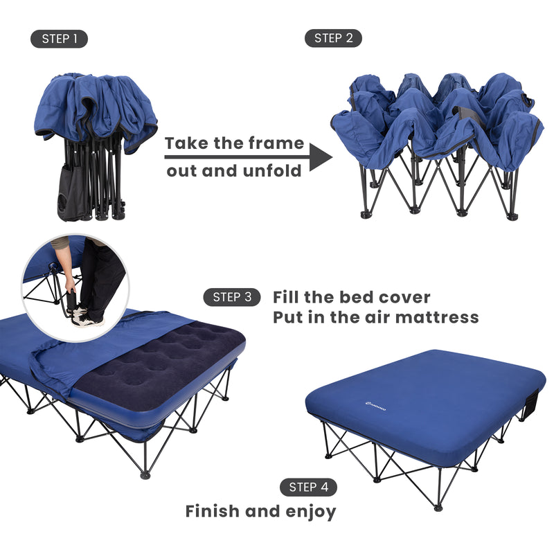 Load image into Gallery viewer, FUNDANGO CloudPio D2 Queen Camping Cot with Detachable Air Mattress | 2-Person Oversized Folding Double Bed, 700lb Capacity Portable Outdoor Cot
