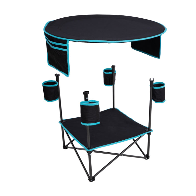 Load image into Gallery viewer, FUNDANGO EasyCamp D70 Double-Deck Tailgate Table | Portable Round Camping Table with Cup Holders &amp; Side Pockets
