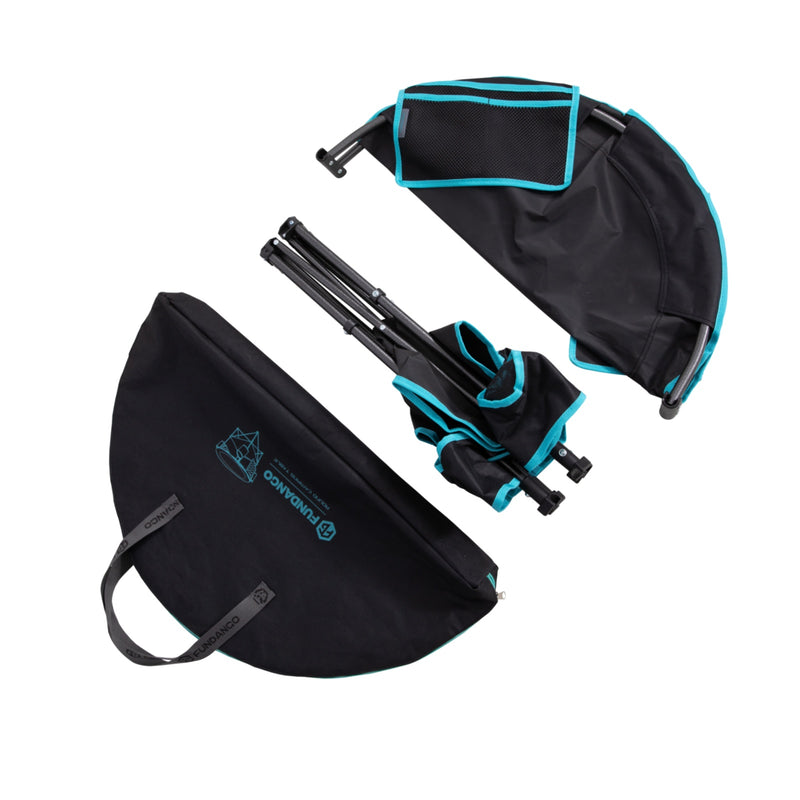 Load image into Gallery viewer, FUNDANGO EasyCamp D70 Double-Deck Tailgate Table | Portable Round Camping Table with Cup Holders &amp; Side Pockets
