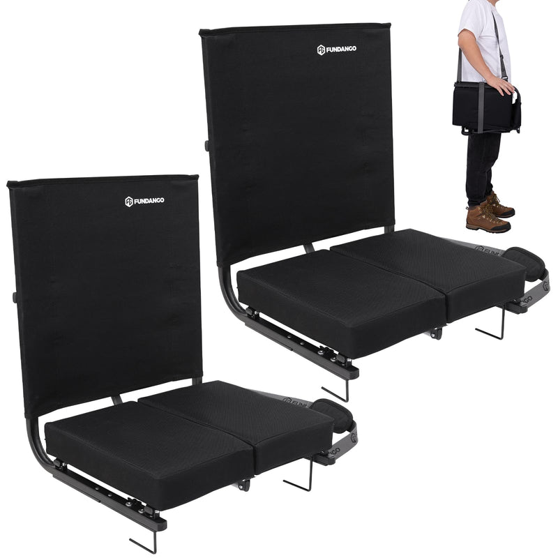 Load image into Gallery viewer, FUNDANGO Extra Wide Stadium Seat with Back Support 2PACK - Portable Folding Bleacher Chair for Football, Baseball, Concerts &amp; Outdoor Events
