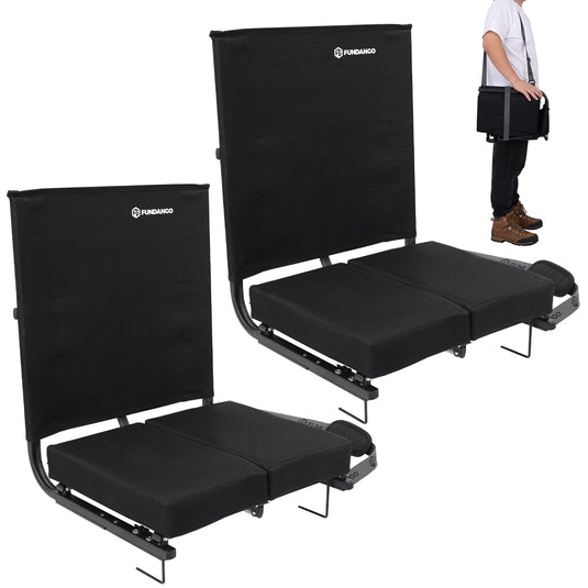 FUNDANGO Extra Wide Stadium Seat with Back Support 2PACK - Portable Folding Bleacher Chair for Football, Baseball, Concerts & Outdoor Events