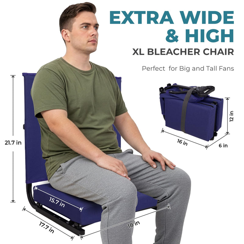 Load image into Gallery viewer, FUNDANGO Extra Wide Stadium Seat with Back Support - XL Bleacher Chair Perfect for Big and Tall Fans
