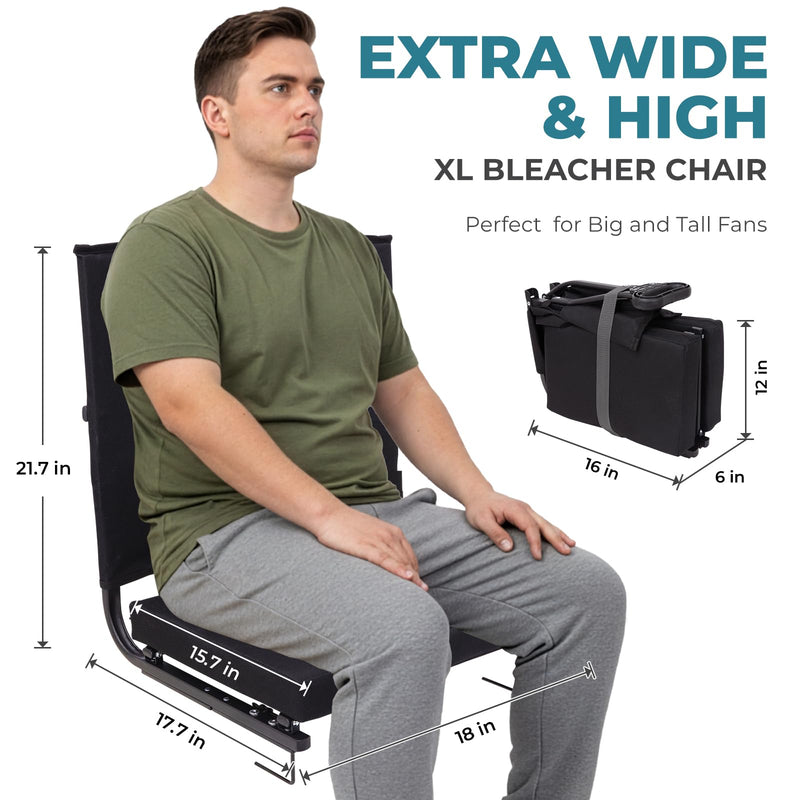 Load image into Gallery viewer, FUNDANGO Extra Wide and High Stadium Seat with Back Support - Portable Folding Bleacher Chair for Football, Baseball, Concerts &amp; Outdoor Events
