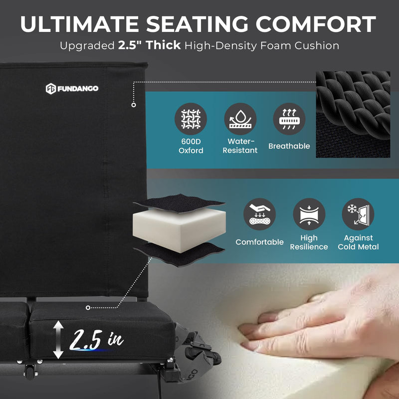 Load image into Gallery viewer, FUNDANGO Extra Wide Stadium Seat with Back Support with Upgraded 2.5inches Thick High-Density Foam Cushion

