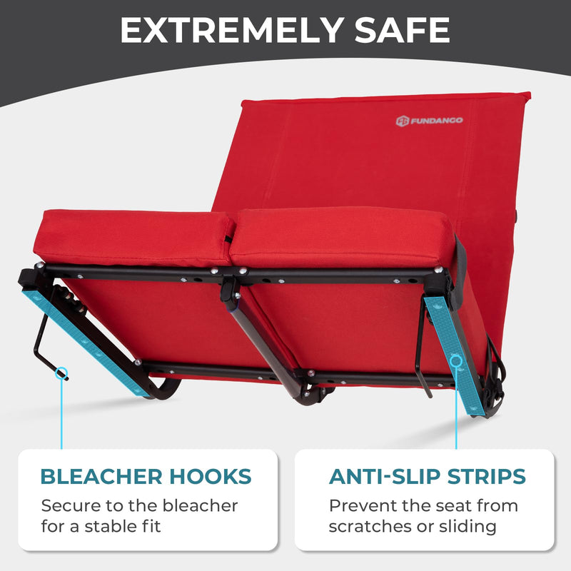 Load image into Gallery viewer, FUNDANGO Extra Wide Stadium Seat with Back Support - Portable Folding Bleacher Chair for Football, Baseball, Concerts &amp; Outdoor Events
