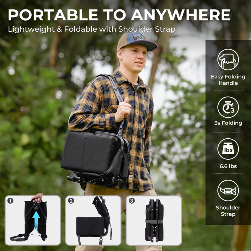 Load image into Gallery viewer, FUNDANGO Extra Wide Stadium Seat with Back Support - Easy folding Handle
