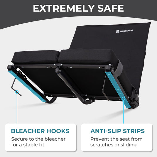 FUNDANGO Extra Wide Stadium Seat with Back Support - Extremely Safe with Anti-slip Strips Prevent the seat from scrathches or sliding