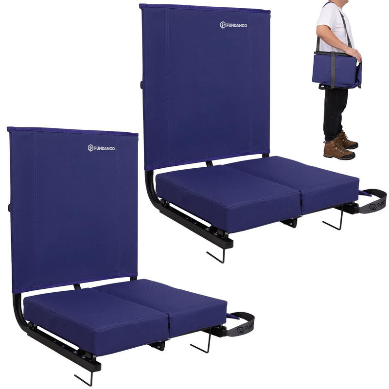 Load image into Gallery viewer, FUNDANGO Extra Wide Stadium Seat with Back Support 2pack - Portable Folding Bleacher Chair for Football, Baseball, Concerts &amp; Outdoor Events
