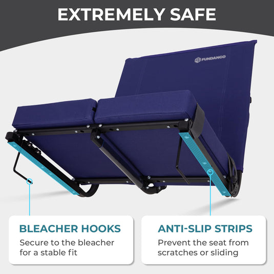 FUNDANGO Extra Wide Stadium Seat with Back Support - XL Bleacher Chair Perfect for Big and Tall Fans Extremely Safe