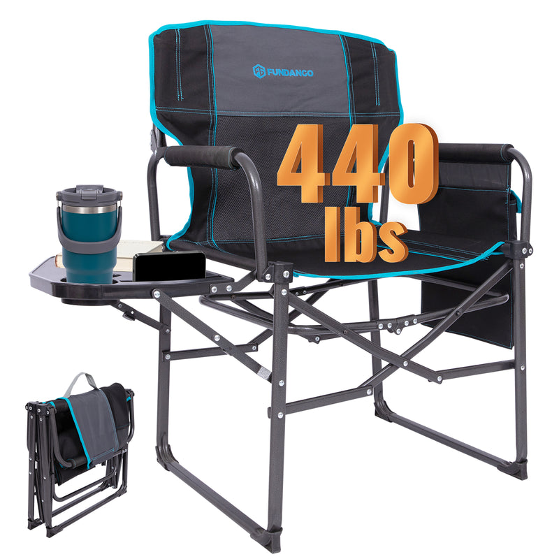 Load image into Gallery viewer, FUNDANGO FoldPro Refine L Director Chair with Side Table | Heavy Duty 440lb Capacity Camping Chair
