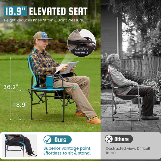 FUNDANGO FoldPro Refine L Director Chair with Side Table | Heavy Duty 440lb Capacity Camping Chair