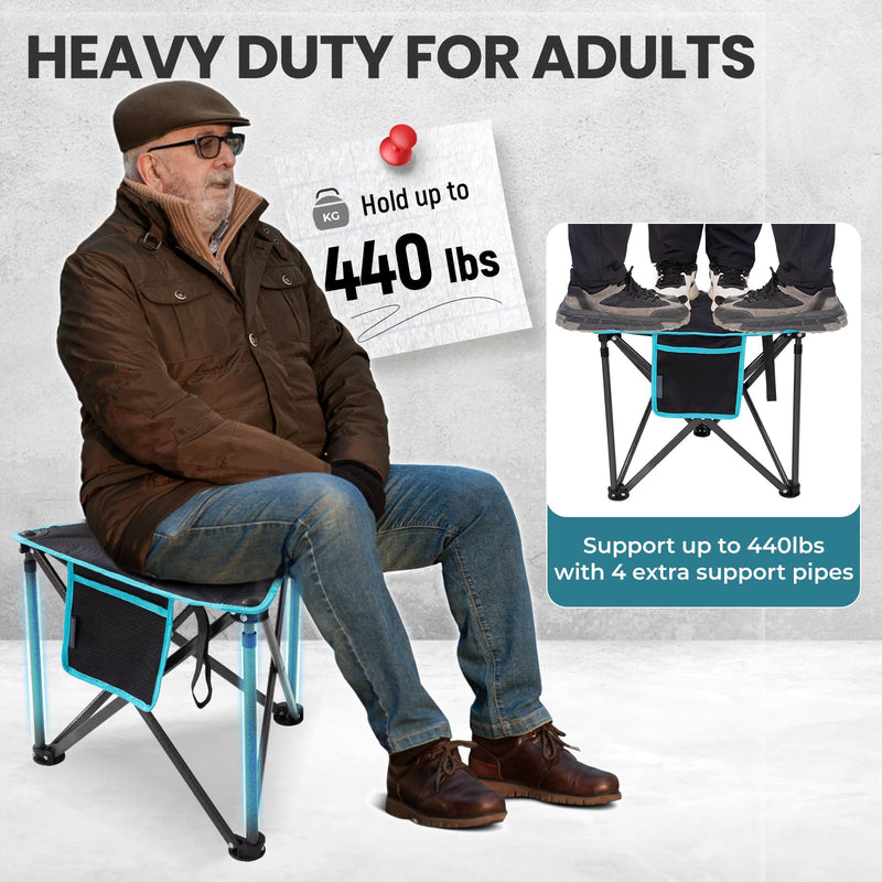 Load image into Gallery viewer, FUNDANGO Folding Tripod Stool – 440lb Heavy Duty Camping Chair with 4 Extra Support Pipes
