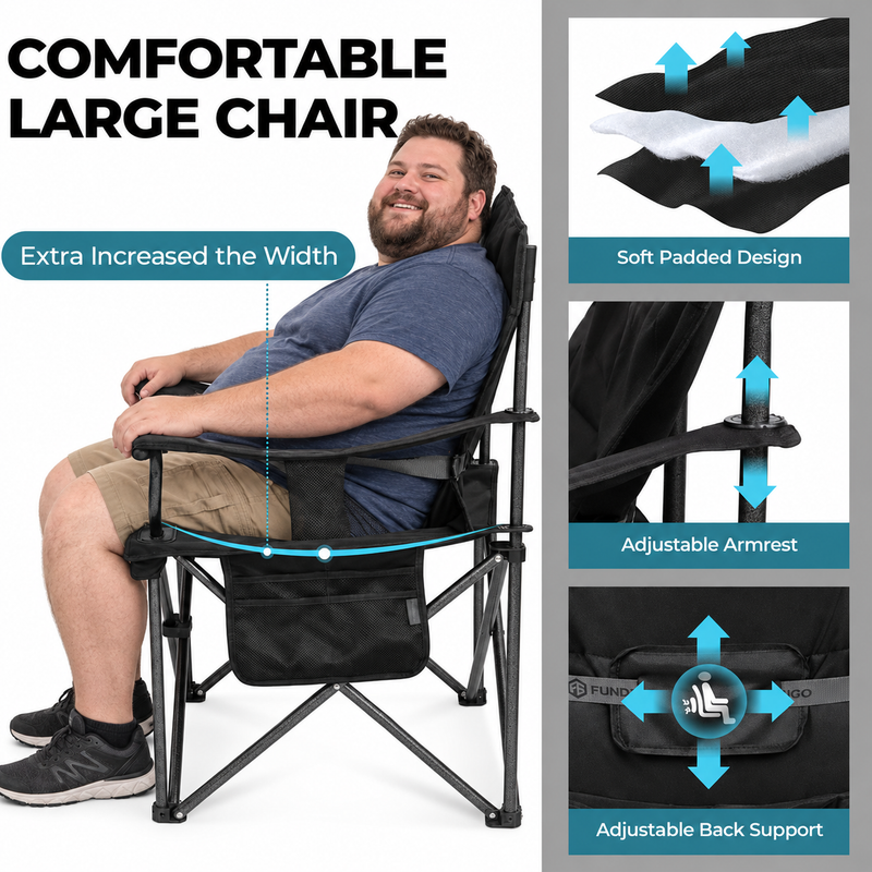Load image into Gallery viewer, FUNDANGO Heated Camping Chair, Dual-Zone Heated Folding Armchair with 3 Heat Settings, Padded Seat &amp; Back, 550 lbs Capacity
