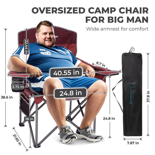 FUNDANGO Heavy Duty 550lb Capacity Oversized Outdoor Chair with Adjustable Lumbar Support for Big Man