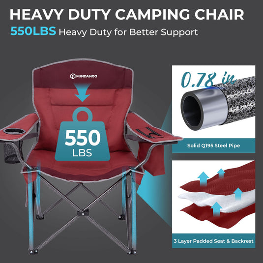 FUNDANGO Heavy Duty 550lb Capacity Oversized Outdoor Chair with Adjustable Lumbar Support