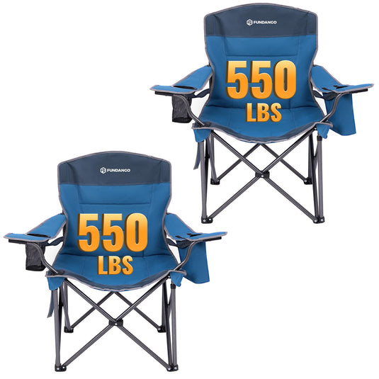 FUNDANGO Heavy Duty 550lb Capacity Oversized Outdoor Chair with Adjustable Lumbar Support Blue