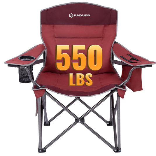 FUNDANGO Heavy Duty 550lb Capacity Oversized Outdoor Chair with Adjustable Lumbar Support Red