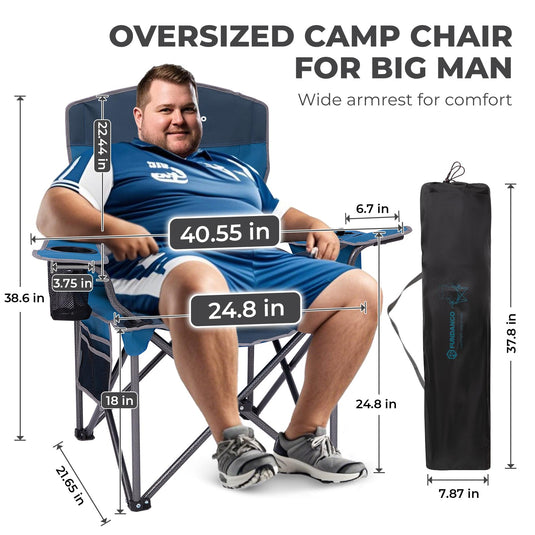 FUNDANGO Heavy Duty 550lb Capacity Oversized Outdoor Chair with Adjustable Lumbar Support for Big Man