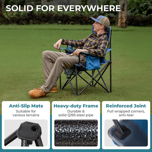 FUNDANGO Heavy Duty 550lb Capacity Oversized Outdoor Chair with Adjustable Lumbar Support and Reinforced Joint