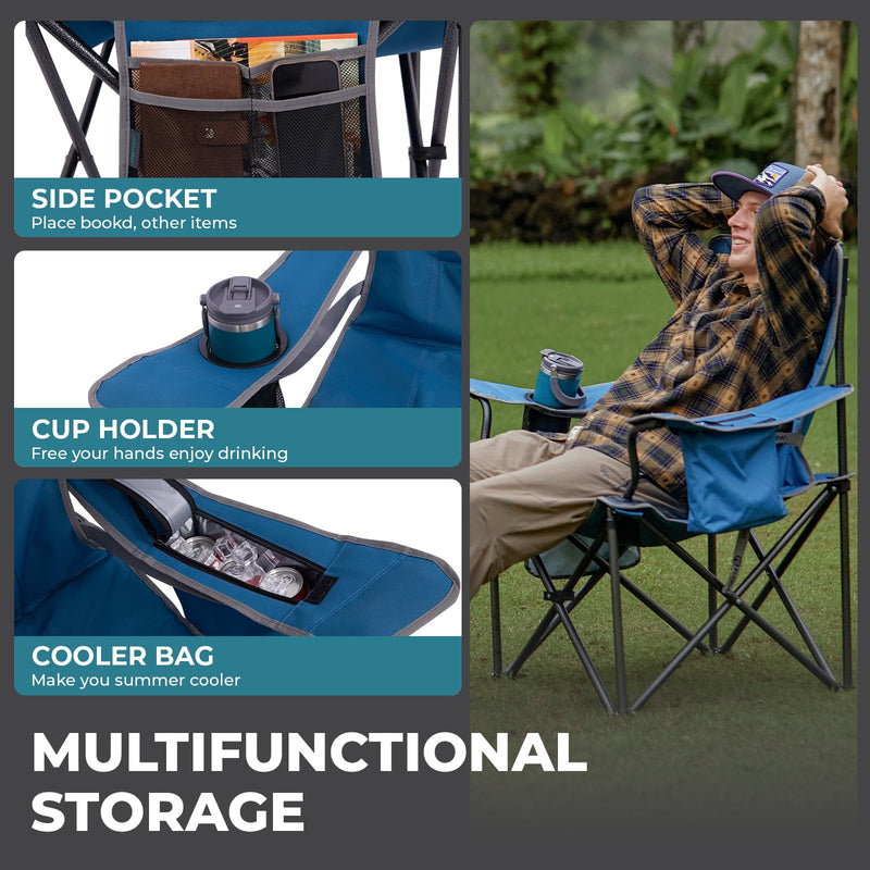 Load image into Gallery viewer, FUNDANGO Heavy Duty 550lb Capacity Oversized Outdoor Chair with Adjustable Lumbar Support with Cooler Bag
