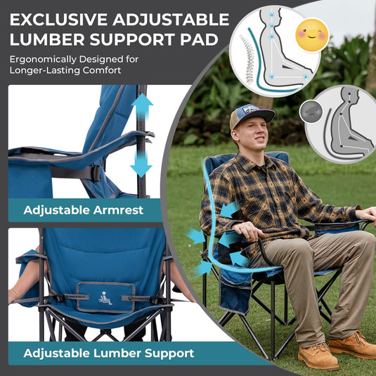 FUNDANGO Heavy Duty 550lb Capacity Oversized Outdoor Chair with Adjustable Armrest