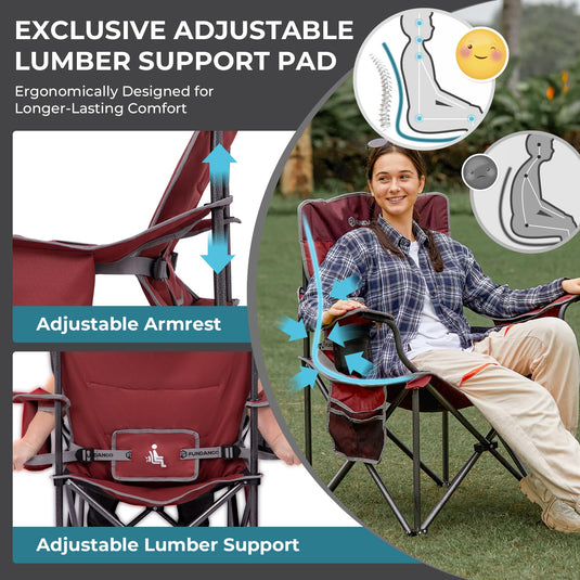 FUNDANGO Heavy Duty 550lb Capacity Oversized Outdoor Chair with Adjustable Lumbar Support