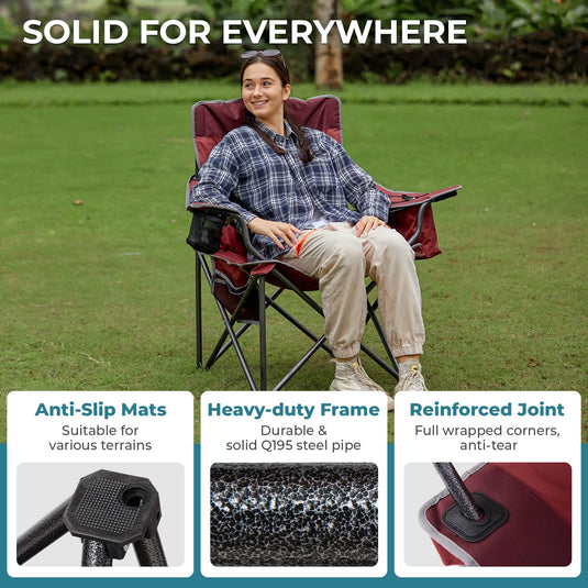 FUNDANGO Heavy Duty 550lb Capacity Oversized Outdoor Chair with Lumbar Support with Anti-Slip Mats