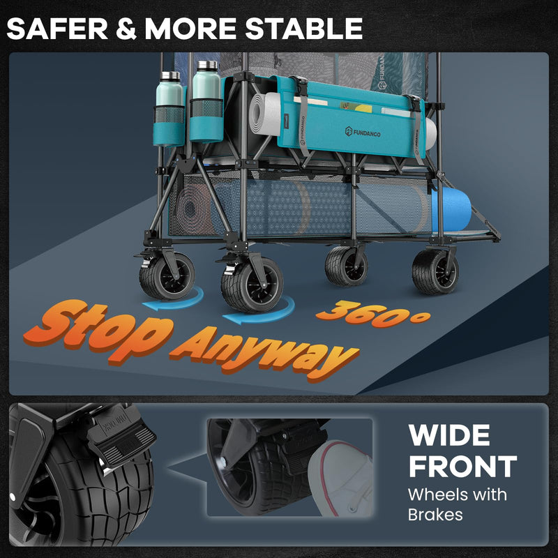Load image into Gallery viewer, FUNDANGO Heavy Duty Double Decker Wagon – 660L Capacity All-Terrain Folding Cart with Brakes &amp; Tailgate
