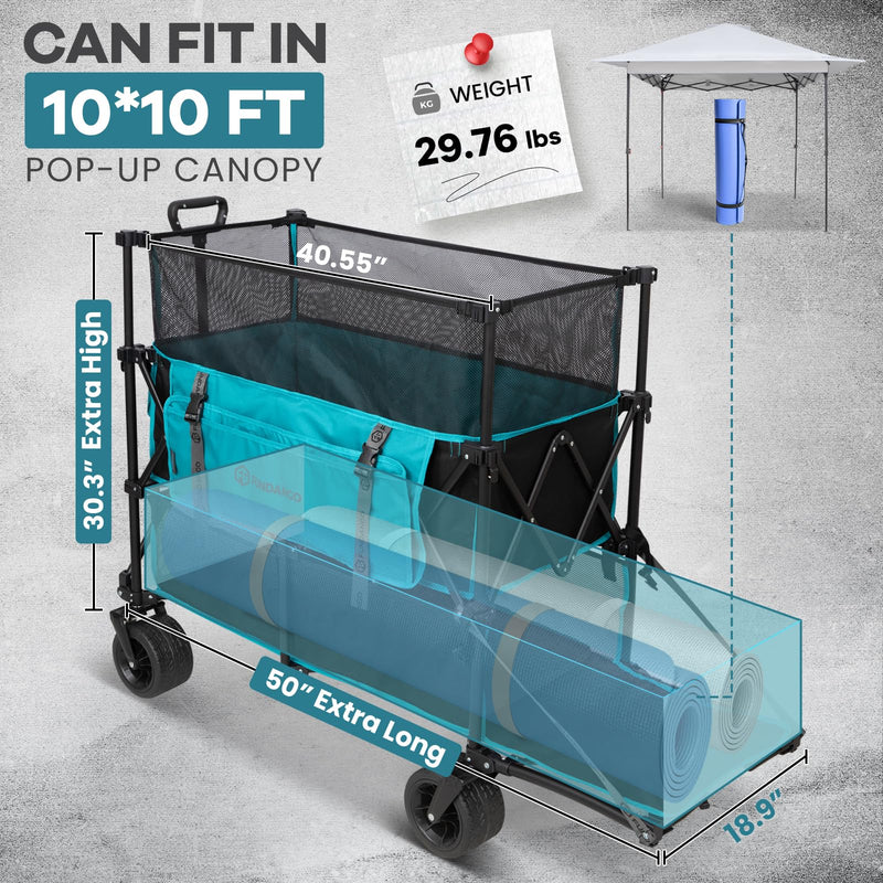 Load image into Gallery viewer, FUNDANGO Heavy Duty Double Decker Wagon – 660L Capacity All-Terrain Folding Cart with Brakes &amp; Tailgate
