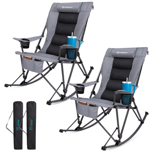 Fancy Rocking Camping Chair FUNDANGO Oversized Rocking Camping Chair | High Back Padded Folding Ro ...