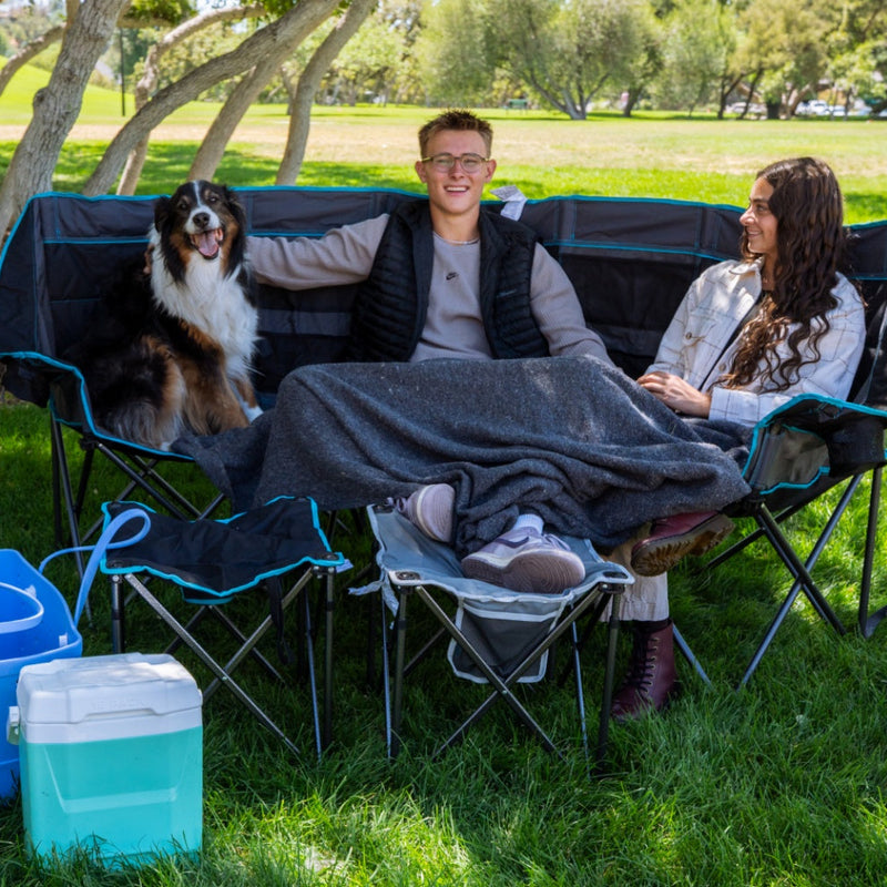 Load image into Gallery viewer, FUNDANGO Triple Camping Chair with Cooler – 3-Person Oversized Padded Camp Couch
