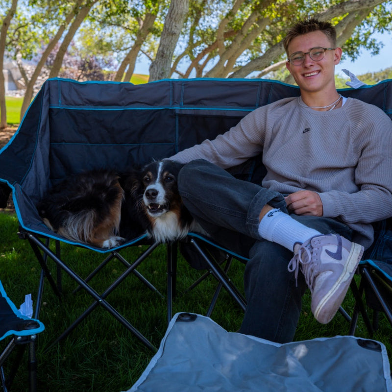 Load image into Gallery viewer, FUNDANGO Triple Camping Chair with Cooler – 3-Person Oversized Padded Camp Couch
