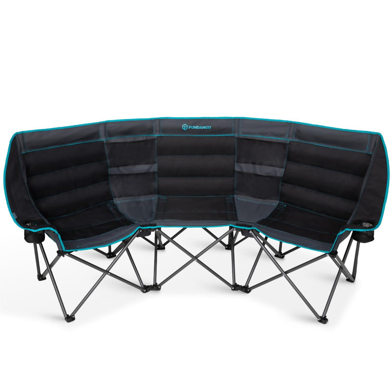 Load image into Gallery viewer, FUNDANGO Triple Camping Chair with Cooler – 3-Person Oversized Padded Camp Couch

