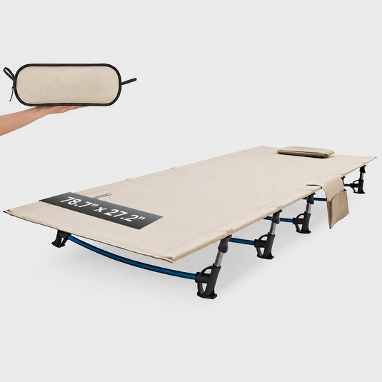 FUNDANGO Ultralight Folding Camping Cot | Extra Long & Wide 78.7