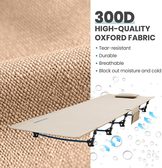 FUNDANGO Ultralight Folding Camping Cot | Extra Long & Wide 78.7" x 27.2" for Adults, 7075 Aluminum Frame Supports 275lbs, Compact Portable Cot for Backpacking, Tent & Home Guest