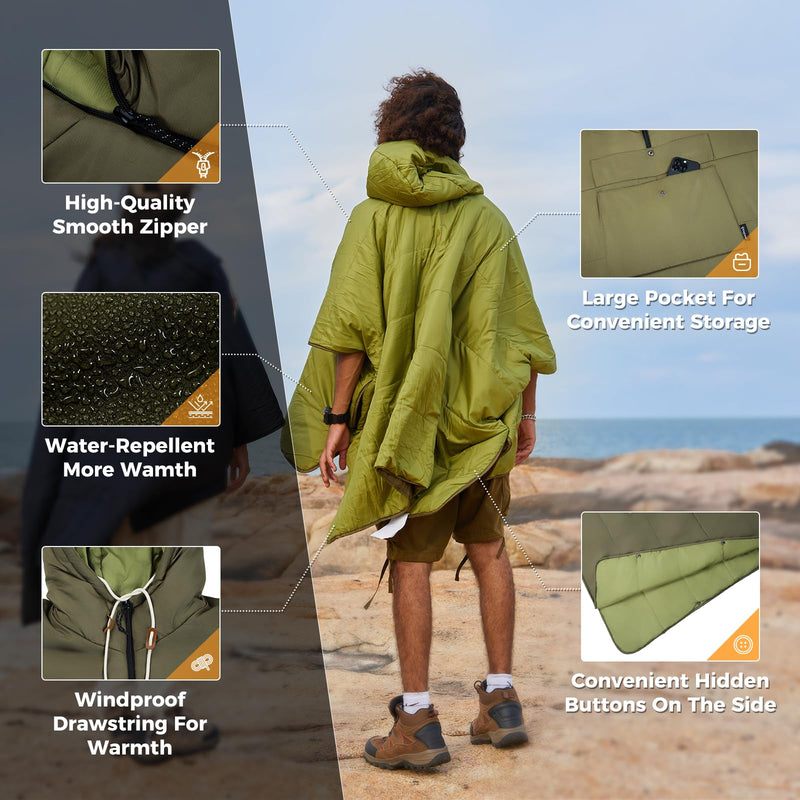 Load image into Gallery viewer, KingCamp Camping Wearable Blanket Poncho
