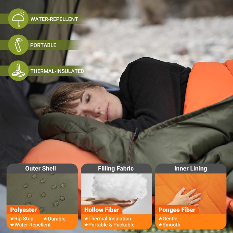 Load image into Gallery viewer, KingCamp HURON 250 Sleeping Bag-Envelope With Hood
