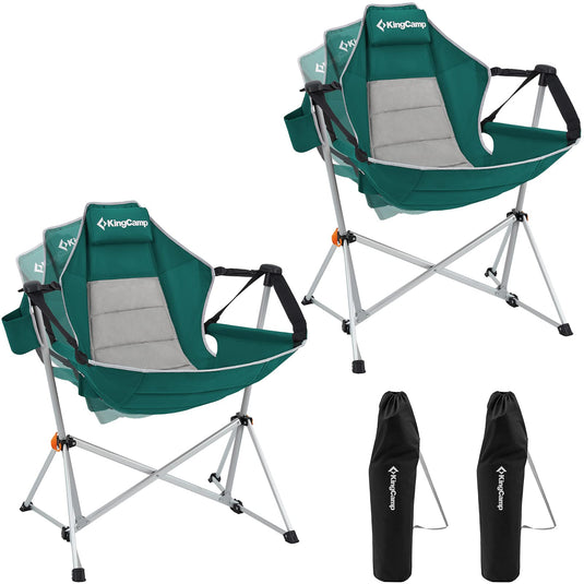 KingCamp Portable Swing Recliner Chair with Pillow Green