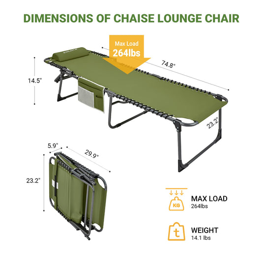 WEJOY 3-Folding Steel Cot