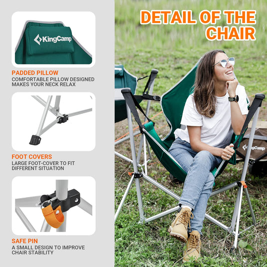 KingCamp Portable Swing Recliner Chair with Pillow