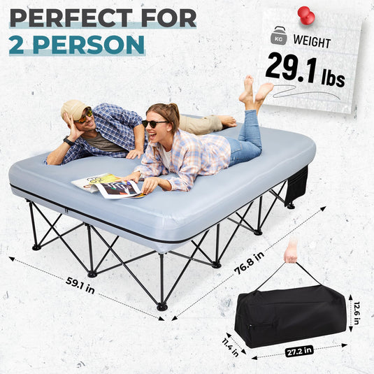 FUNDANGO Queen Camping Cot with Detachable Air Mattress