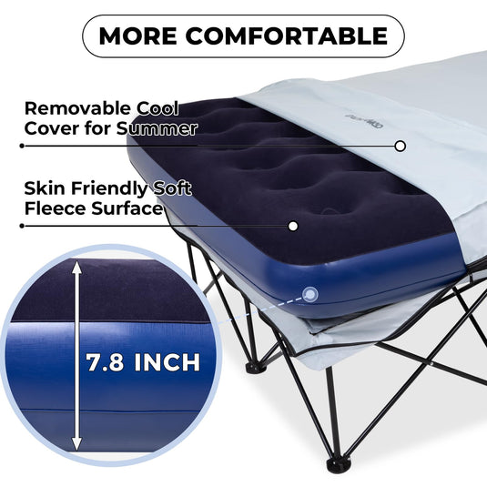 FUNDANGO Queen Camping Cot with Detachable Air Mattress Removable Cover For Summer